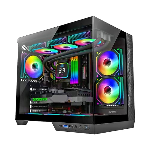 Image of Ant Esports Crystal X4 Mid-Tower High End Computer Case /Gaming Cabinet - Grey | Dual Chamber Design with Panoramic Glass and USB Type-C | Support ATX, Micro-ATX, Mini-ITX | Pre-Installed 3 ARGB Fans