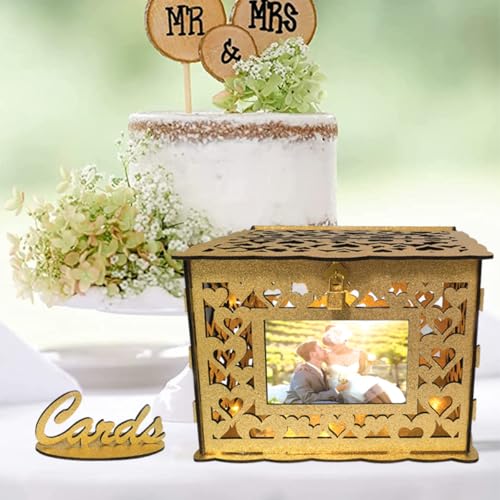 Caja de madera dorada POPETPOP con acabado calado ornamental premium 8