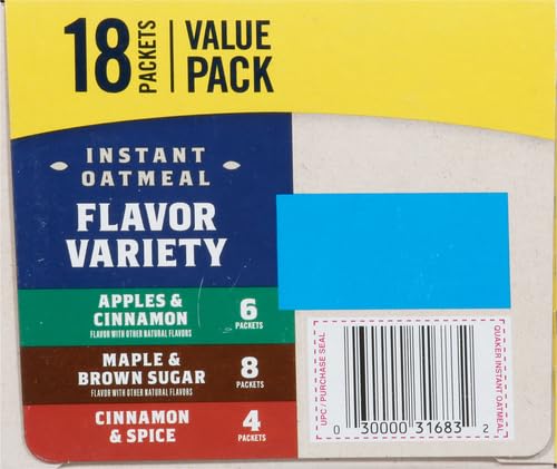 Quaker Instant Oatmeal, Variety Value Pack, 18 Count