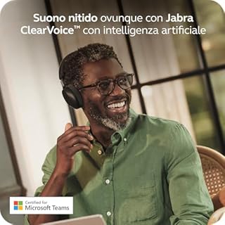 Jabra Evolve3 75 Cuffie On-Ear Wireless Bluetooth con Microfono per Lavoro, USB-C, AI Chiamate, Cancellazione Rumore Attiva Avanzata, 22h Batteria, Microsoft Teams Certificato, Nero