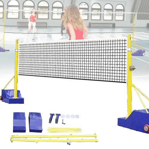 Outdoor Volleyballnetz Badmintonnetz mit Stangen und Basis - Tragbare Metall-Tennisstöcke mit Rädern für Hinterhof, Parks, Turnhallen, Spielplatz