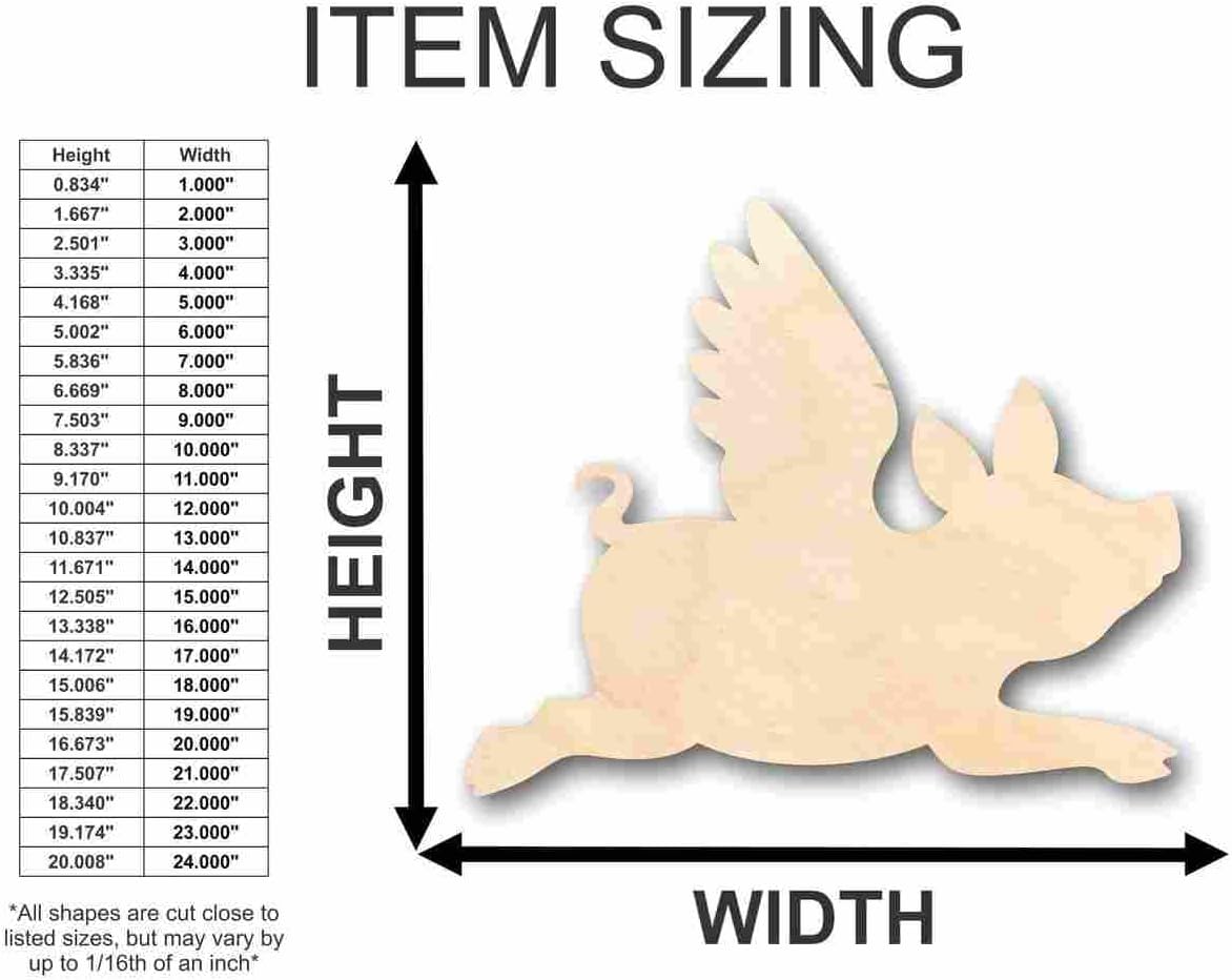 Unfinished Wood Flying Pig Shape Animal Joke Craft up to 46" DIY 20" / 1/2"
