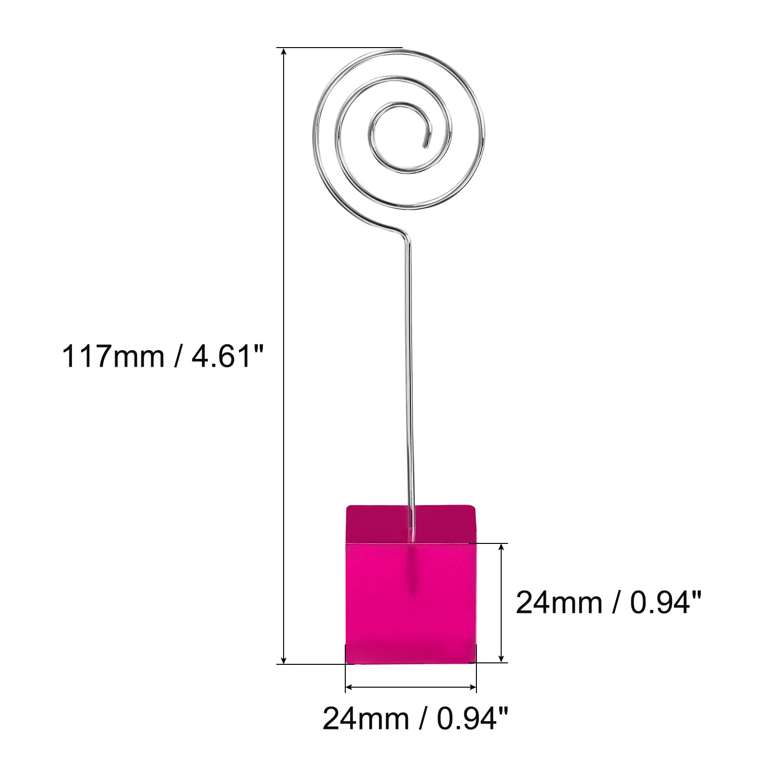 PATIKIL Resin Cube Base Picture Card Holder, 5 Pack Circle Shape Metal Clip Wire Clip Note Table Stand Holder for Party Meeting Wedding Displaying, Pink
