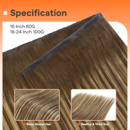 Image of Full Shine Butterfly Weft Hair Extensions 18 Inch 100G Medium Honey Ombre | Medium Brown To Honey Blonde, Double Side Pu Hole Weft, Ovo Weft, Hand Tied Extensions, Office Styling