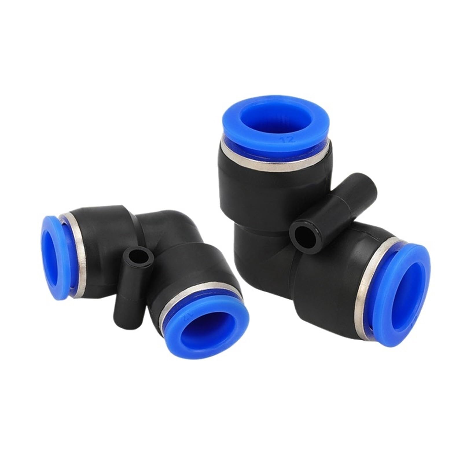 100 tubos de manguera PV de 4 mm, 6 mm, 8 mm, 10 mm, 12 mm, 2 vías, codo de 90 grados, plástico neumático, conector de ajuste rápido (100 piezas PV-8)