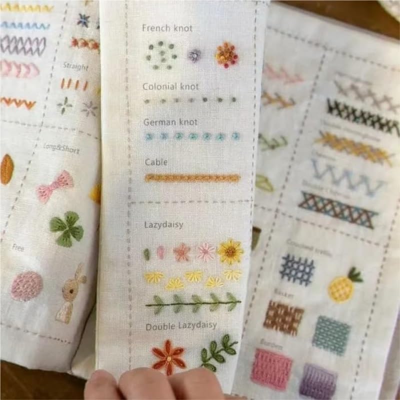 Libro de punto de bricolaje, libro de punto de bordado, libro de costura bordado, manual de puntadas, libro de puntadas de bordado, kit de marcadores de punto de cruz, cuaderno de punto de cruz para