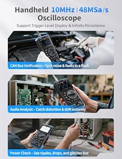 FNIRSI DST-210 Handheld Oscilloscope 10MHz Bandwidth, 19999 Counts, Digital Oscilloscope Multimeter DDS Generator 3IN1, 48MS/s Sampling Rate, AC/DC Voltage Current, Capacitor, Resistor, Diode Test