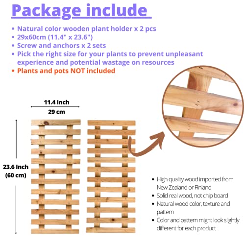 Shoplala Wooden Wall Planter - 2 Pack Wall Hanging Planters For Indoor Plants Ladder Wall Mount Natural Wood Holder Flower Pots Vertical Living Balcony Unique Large Green Plant Decor 23.6" (60Cm) #TOP1