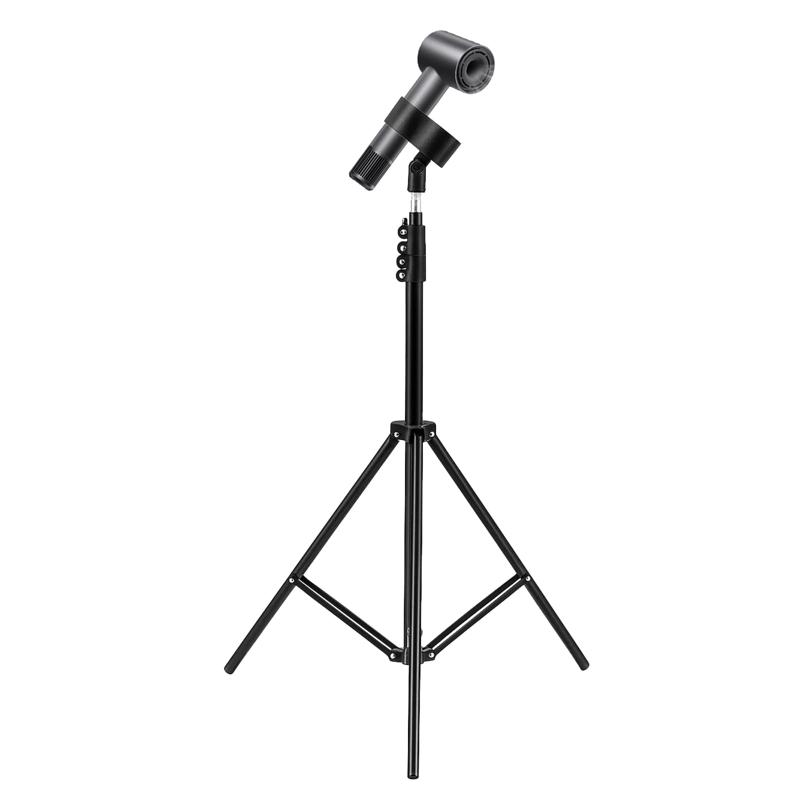 SUNNYNEST Adjustable Hands Free Blow Hair Dryer Holder Stand 76-210cm with Tripod and Universal Clip for Bathroom, Vanity, Makeup Room Black