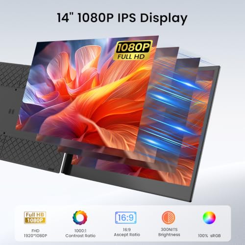 Image of Laptop Screen Extender, 14 inch FHD 1080P Portable Monitor for Laptop, 1.4lbs Ultra-Light Dual Monitor, USB-C Plug & Play Travel Monitor Extender for 13 inch-17 inch Windows /Mac /Android /Chrome