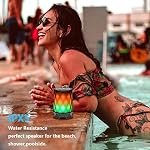 LFS Portable Bluetooth Speaker with Lights, Night Light LED Wireless Waterproof Speaker, Multicolor LED Auto-Changing, Micro SD Card TWS Wireless Stereo Pairing, for Outdoor, Travel, Home