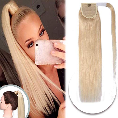 Down Ponytail Extensions Magic Paste 18" Blonde Mix