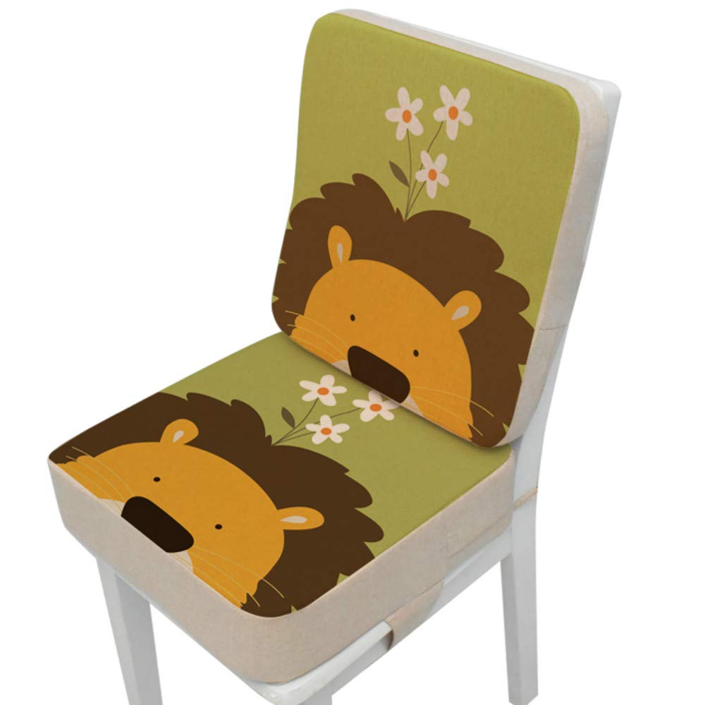 Cuscino Rialzo da Sedia per Bambini, Fansu Comodo e Facile da Pulire Smontabile Regolabile Cuscino Alzasedia per Seggioloni Cuscino Seduta per Sedia da Giardino (Leone,40x40x10cm)