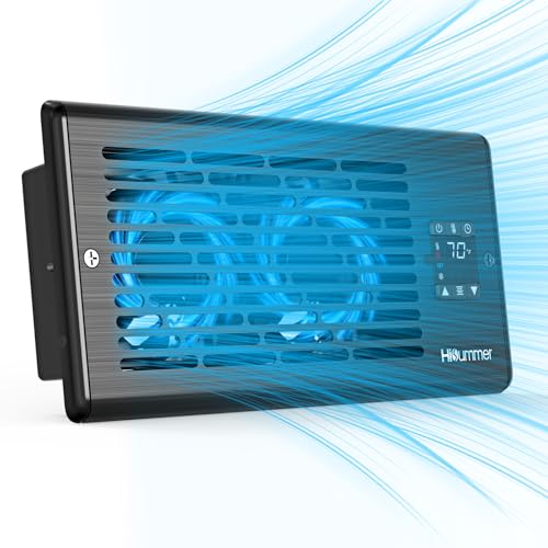 Hisummer Register Booster Fan for 4' x 10' Floor Register, Quiet 10-Speed Vent Fan Booster with Temp Sensor, 150 CFM Airflow, Improves Heating & Cooling, Remote Control, Only Fits 4x10 Duct Openings