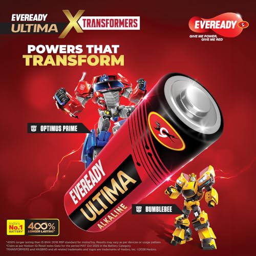 Image of Eveready Ultima Alkaline AA Battery, 400% Longer Lasting, Anti-Leak Turbolock Technology, Eco-Friendly Batteries for High-Drain Devices Household Devices & Toys, Pack of 10