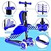 Hurtle 3 Wheeled Scooter for Kids - 2-in-1 Sit/Stand Child Toddlers Toy Kick Scooters w/ Flip-out Seat, Adjustable Height, Wide Deck, Flashing Wheel Lights, Great for Outdoor Fun -(Blue)