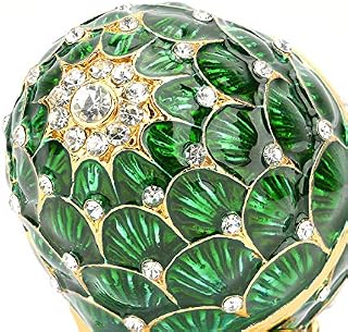 01 02 015 Enameled Egg Collectible Jewelry Box, Trinket Box, for Bracelet for Necklace(green)