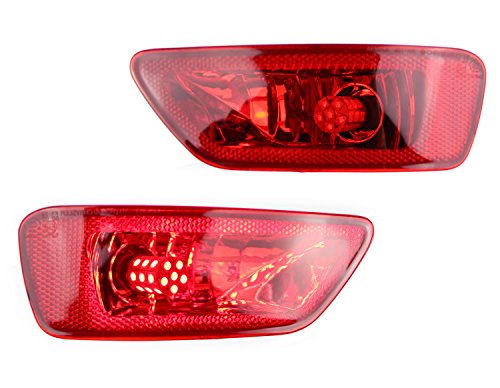Ijdmtoy Complete Led Rear Fog Light Kit Compatible With Jeep 2011-21 Grand Cherokee Wk2, Compass & Dodge Journey, Includes Brilliant Red Led Bulbs, Red Lens Foglamp Assemblies & Wiring Harnesses #TOP2
