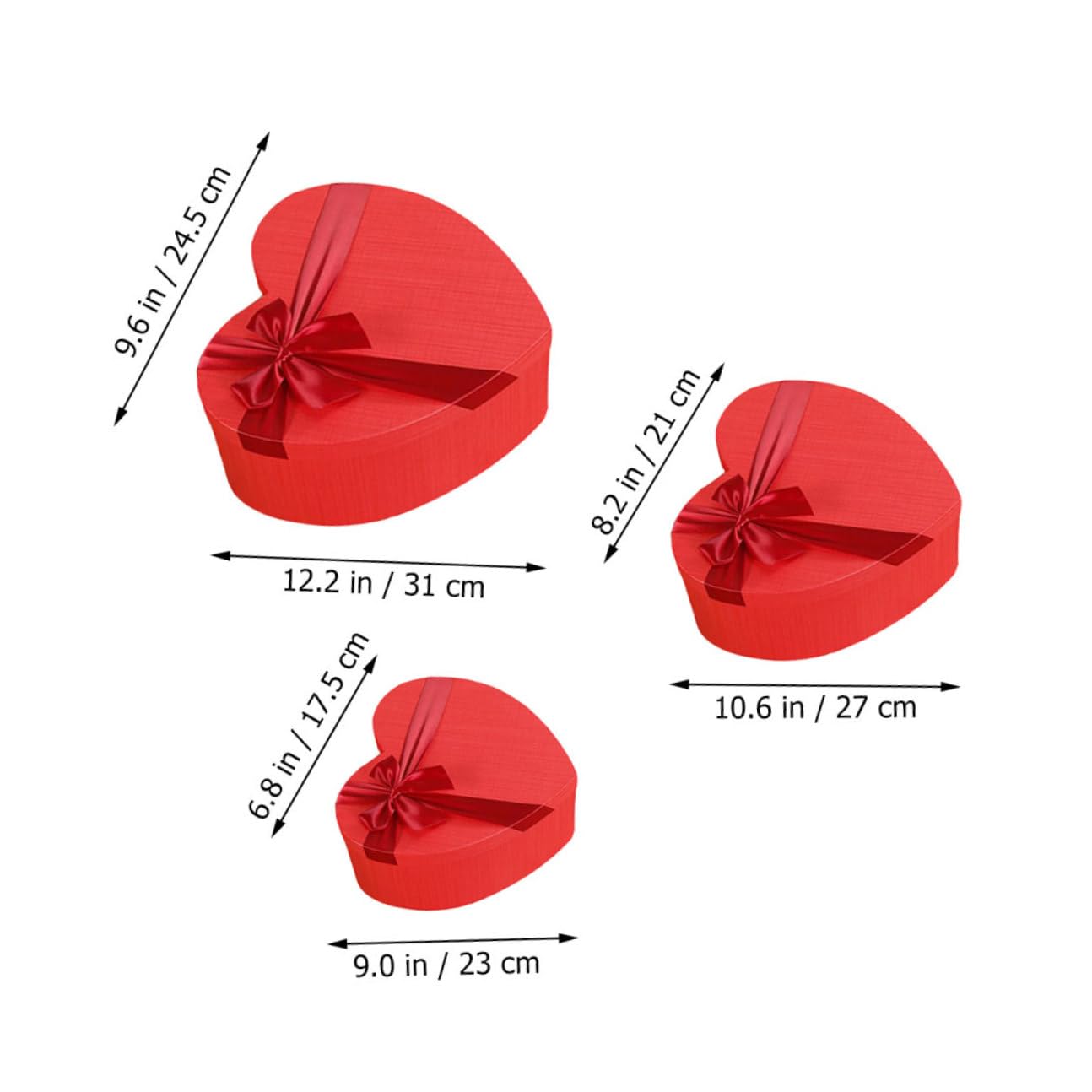 Gatuida Herzförmige Geschenkbox 3 Stück Papierverpackung mit Deckel Valentinstag Geschenkverpackung Elegant