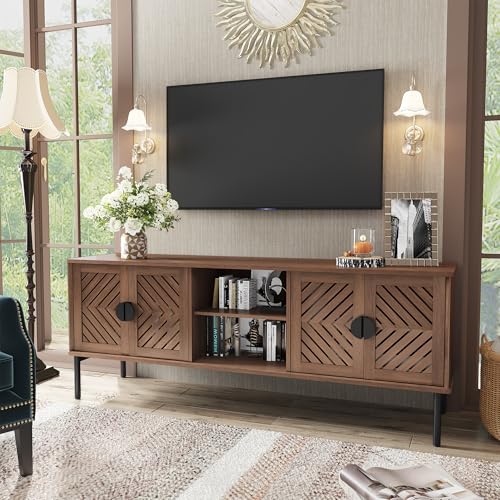 Image of ARTPOWER 63 inch Modern TV Stands,Entertainment Center with Storage,Brown