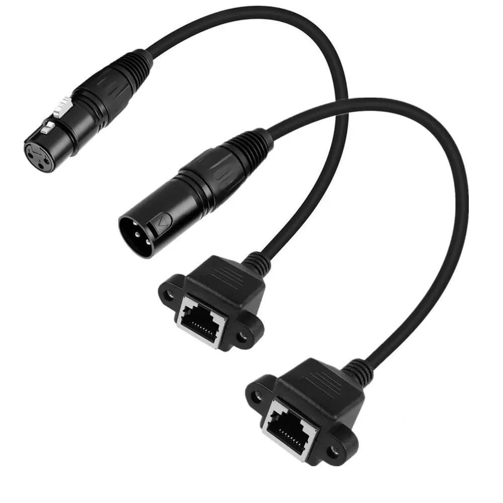 Hanprmeee 2Pack 3 Pin XLR to RJ45 Adapter,RJ45 to XLR Female DMX Cable for DMX-CON Controller Series - Image 2