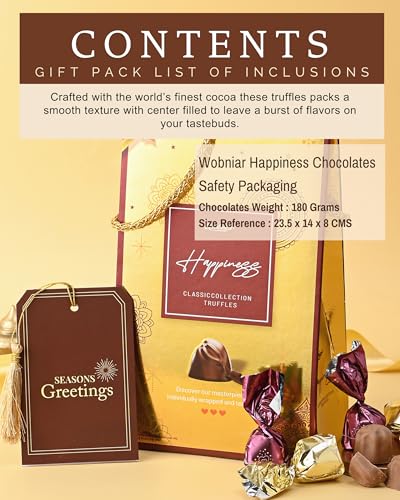 Image of Hyperfoods Wobniar Happiness Chocolate Gift Pack 180 Grams Golden Bag
