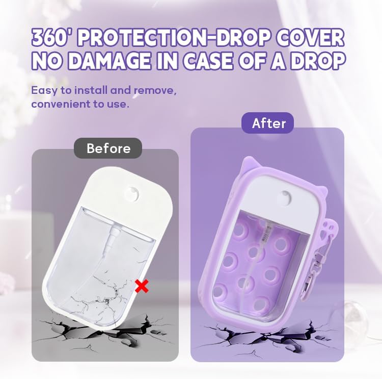 Silicone Case for Touchland Hand Spray with Keychain, 2PCS Pink/Purple with Keychain for Travel, Compatible with Power Mist & Glow Mist 1 FL Oz/30ML (Perforated Case (Pink + Purple)) - Image 7