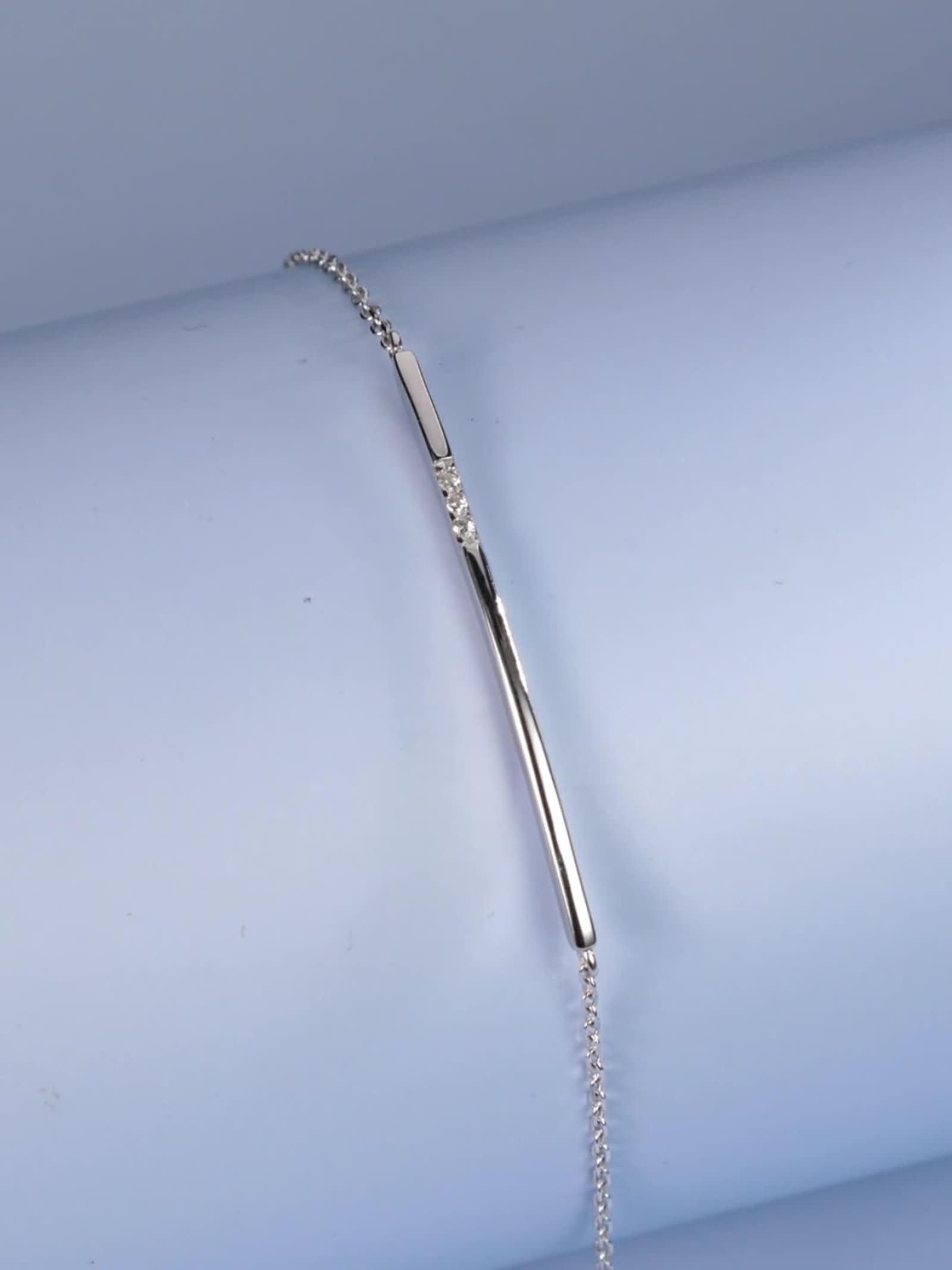 Pulsera de cadena para mujer, pulseras rectangulares con diamantes de oro blanco, regalo para mujer