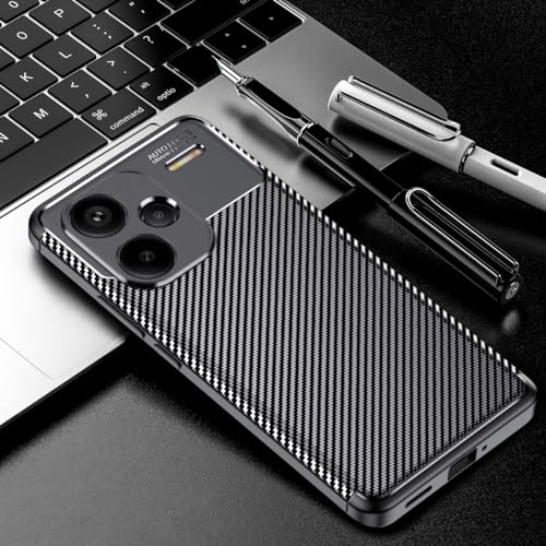 Image of for Redmi Note 13 Pro Plus 5G Back Cover |Soft Silicone Carbon Fiber Texture Anti-Scratch Shockproof Cover for Redmi Note 13 Pro Plus 5G - Black