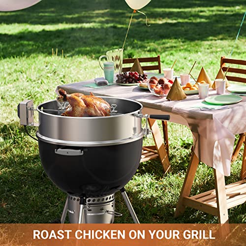 onlyfire Stainless Steel Rotisserie Ring Kit for Weber 22 Inch Charcoal Kettle and Other Similar Grills