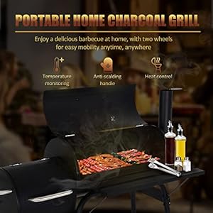 Charcoalgrillsoutdoorbbqgrilloffsetsmokerwithwheelssidefireboxportablebarbecuregrillforoutdoorcookingbackyardcampingpicnicsblack Urban Country Home Decor Charcoal grills outdoor bbq grill offset smoker with wheels side fire box portable barbecure grill for outdoor cooking backyard camping picnicsblack urban country home decor