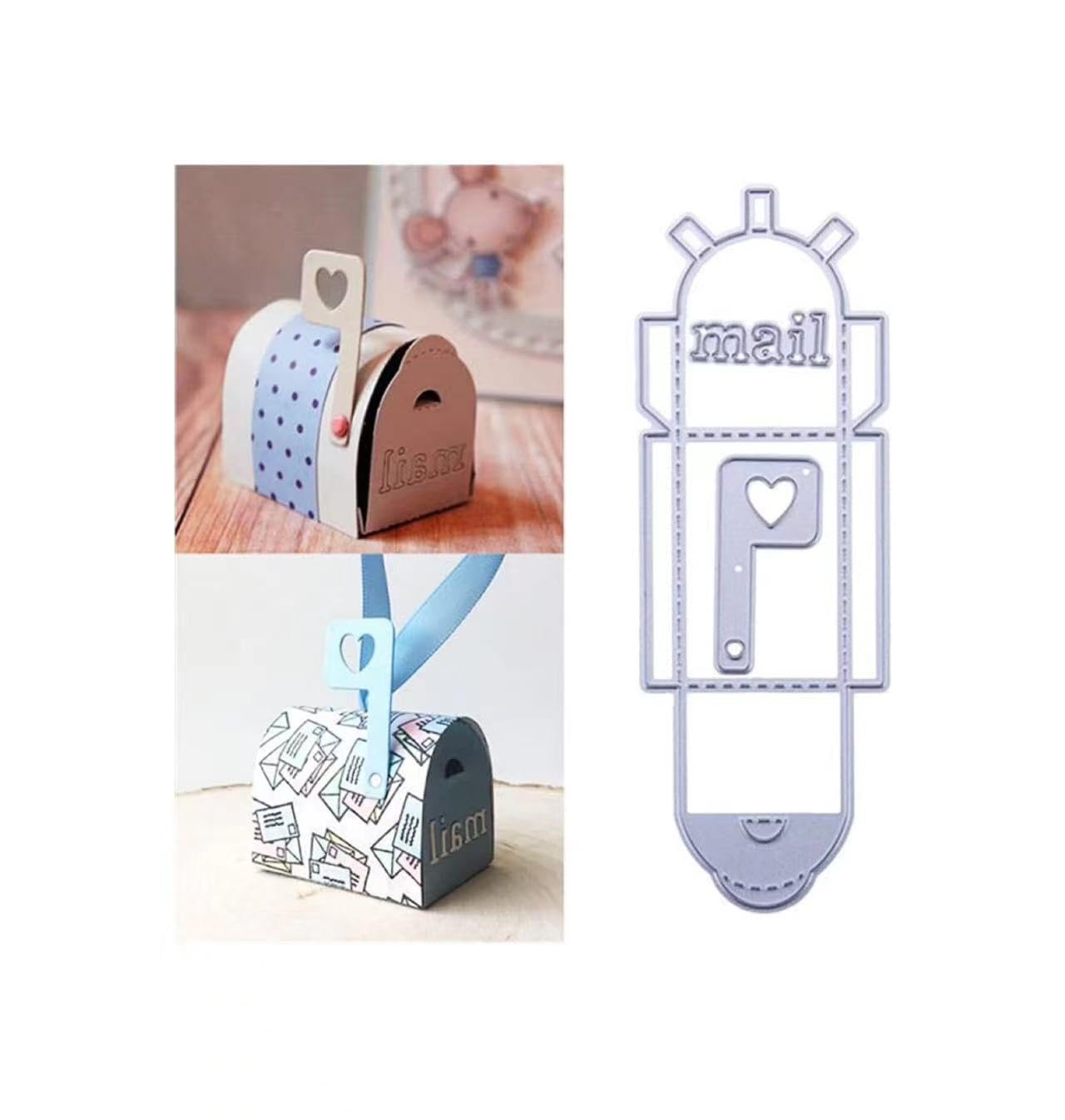 Cute Love 3D Mailbox Letterbox Cutting Die Gift Box Christmas Birthday Valentine Embossing Metal Dies Cut for DIY Scrapbooking Album Decorative Paper Crafting Card Making