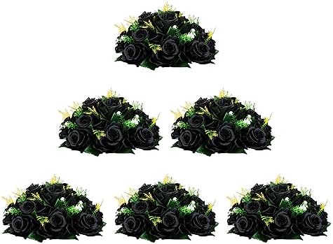 BLOSMON Flower Centerpieces for Tables Wedding 10 Pcs Dusty Blue Fake Flowers Rose Arrangement Bouquet Floral Centerpiece Balls Artificial Wedding Center Pieces of Valentines Day Home Party Decor