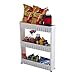 Lavish Home 3 Tier Shelf Rolling Cart - Narrow-Space Kitchen or Bathroom Shelf Organizer Cart - Slim Slide-Out Storage Shelves for Kitchen, Bathroom, Laundry and Pantry