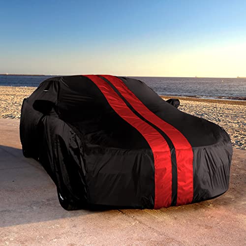 Image of iCarCover Premium Car Cover for 2003-2019 Toyota Corolla Heavy Duty Waterproof All Weather Automobiles Custom Fit Full Exterior Indoor Outdoor UV Snow Rain Protection Covers (Stripe - Black /Red)