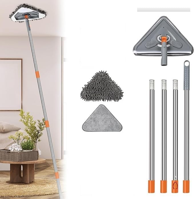 Snivy Triangle Cleaning Mop, Adjustable Extendable Wall Cleaning Mop, Retractable Microfiber Dry and Wet Glass Dust Cleaner with 3 Mop Head for Home Floor Window Wall (B0DGV4YJ8T) Amazon Price History, Amazon Price Tracker