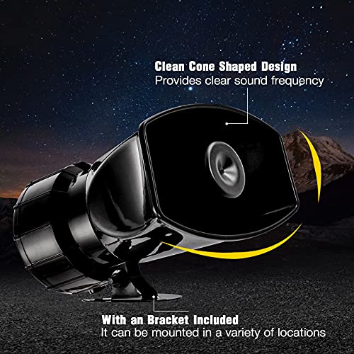 Auxmart Car Siren Horn 100W 7 Tone Sound Car Siren Vehicle Horn With Mic Pa Speaker System Warning Siren Speaker Amplifier Horn Fit For Cars Vans Trucks Vehicle Motorcycles, 12V #TOP2