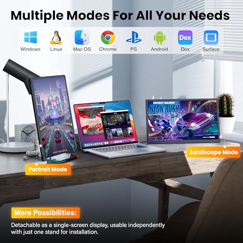 Image of Upgraded Detachable 15.6 inch Laptop Screen Extender,FHD 1080P IPS Triple Portable Monitor for Laptop, Multiple Screens Design Monitor Extender for 13 inch-17.3 inch Laptops (Mac, Wins, Android, Dex)