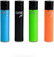 Pack of 4 Clipper Rechargeable Jet Lighters Electronic Storm Torch – Jet Flame Skiny Color X4 + 1 Free RLBSL Gift