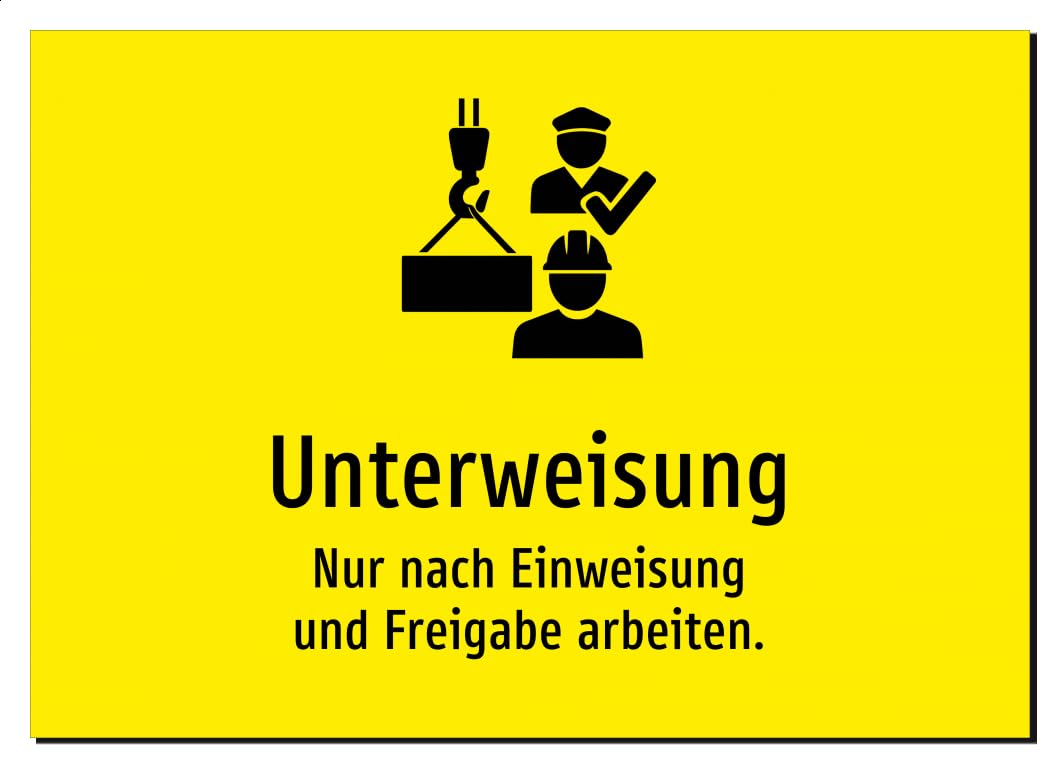 36409-DE-S-13 | Unterweisung - Nur nach Einweisung und Freigabe arbeiten | Aufkleber A2, 594 x 420mm | mit Symbolgrafik und Text