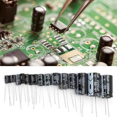 Kit de sortimento de resistores 150pcs, kit de componentes eletrônicos, kit de capacitores eletrolít