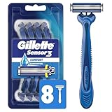 Gillette Sensor3 Men's Disposable Razor, 8 Count