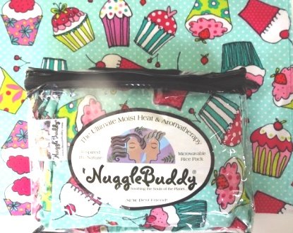 'NUGGLEBUDDY Microwaveable Moist Heat & Aromatherapy Organic Rice Pack. Cold Pack. Teal Flannel "COOKIE'S CUPCAKES" with HOT CHOCOLATE Scent!