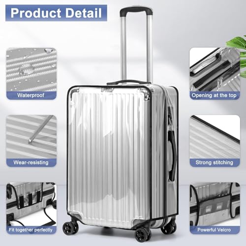 Image of LIGHTNIING HAMMERZ Transparent Luggage Cover | Clear PVC Suitcase Cover | Trolley Bag Protective Covers Case Waterproof Travel Bag Suitcase Covers | (24inch Medium)