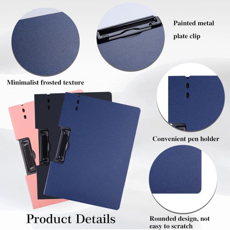 Image of Sumiko A4 Clipboards Pack of 2 | Multi-Functional File Folder Clip Board for Students, Office, Artists & Professionals | Sturdy Writing Pad with Strong Clip - Navy Blue and Sky Blue