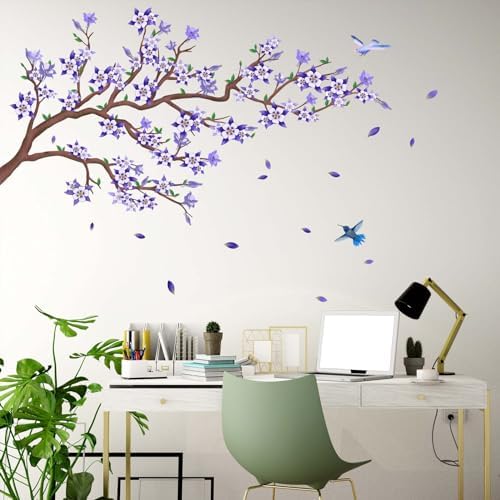PinkEleph Watercolor Cherry Blossom Flower Wall Stickers Cherry Blossom Tree
