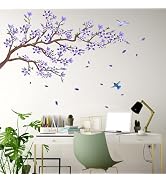Amazon.com: Amimagen Purple Cherry Blossom Wall Stickers - Flower Birds ...