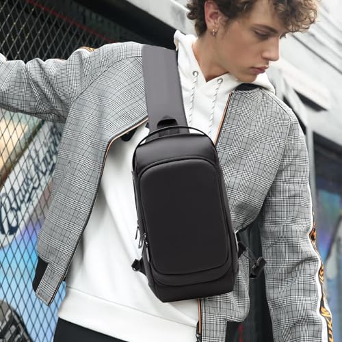 Sling Bag, 12inches Waterproof Casual Pack for Hands-Free Carry, Anti-Theft Design with Usb Charging Port for Convenient Device Charging, Large Capacity Shoulder for Travel,3