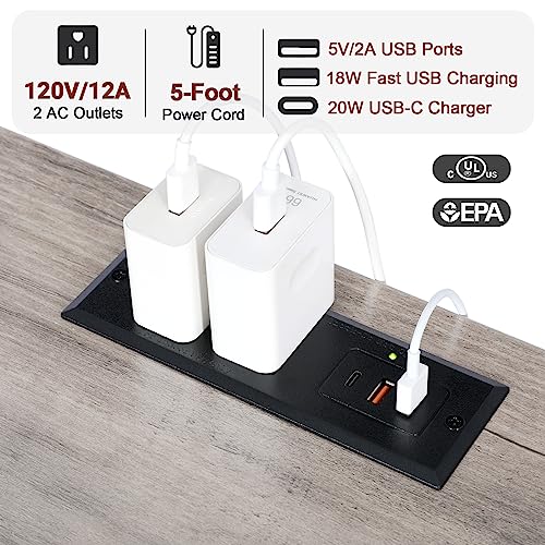 Amhancible Led Nightstand With Fast Charging Station, End Tables Living Room With Usb C Charger 3-Port & 2-Power Outlet, Bedside Table With Storage Fabric Drawers For Bedroom Het052Lgy1 #TOP5