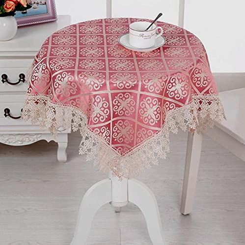 Nappe rectangulaire en dentelle rouge 140x140 cm pour table basse et meuble TV